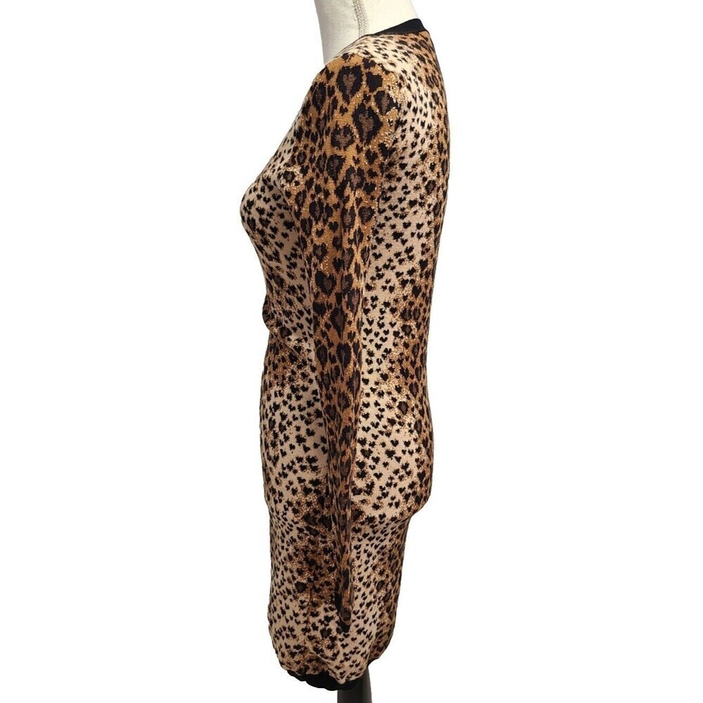 RED VALENTINO Leopard Print Long Sleeve Sweater Dress Women's M Wool Silk Blend - Picture 3 of 13